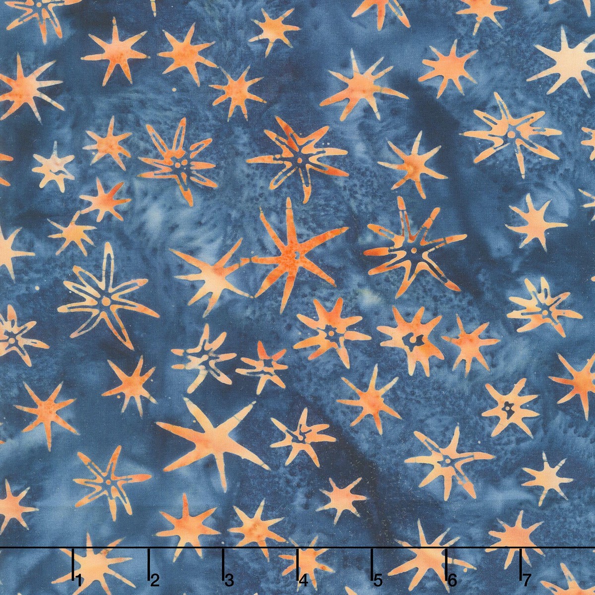 starry-seas-batiks-sea-stars-blue-orange-yardage