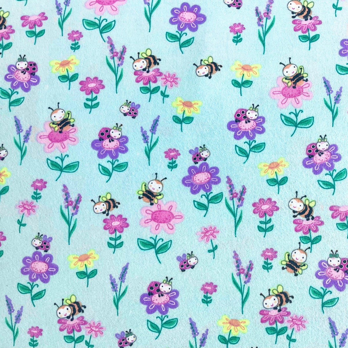 bugs-flowers-bright-blue-flannel