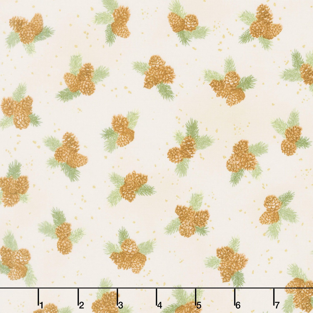 holiday-flourish-forest-glen-pinecones-pine-sprig-laurels-cream-metallic-yardage