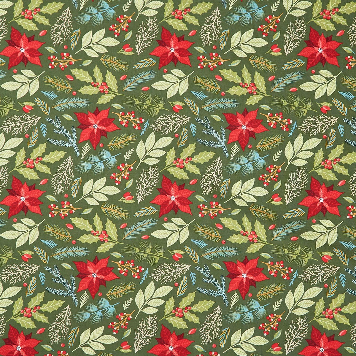 holly-jolly-calico-poinsettia-floral-evergreen-yardage