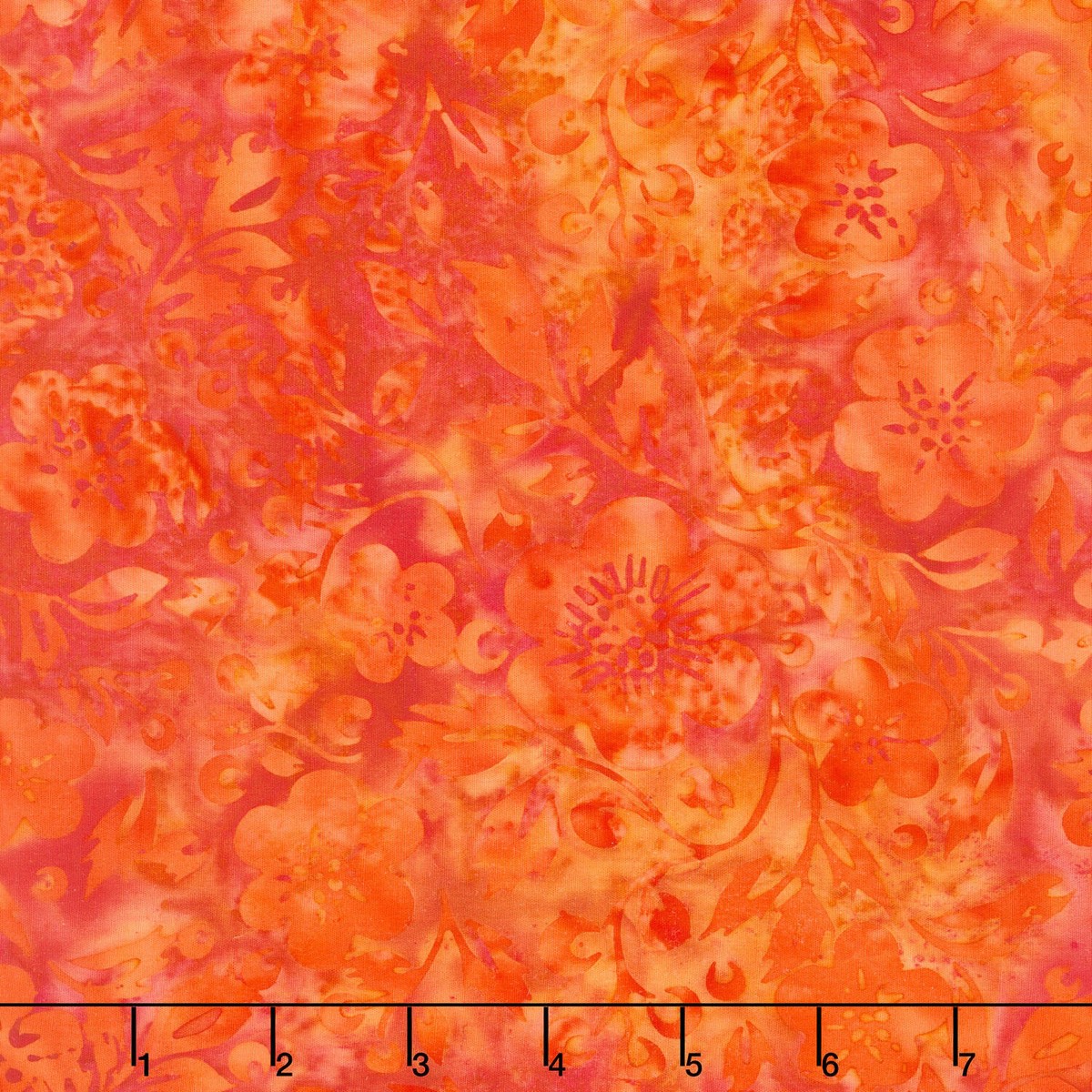 posy-twist-batiks-flowers-and-leaves-orange-vermillion-yardage