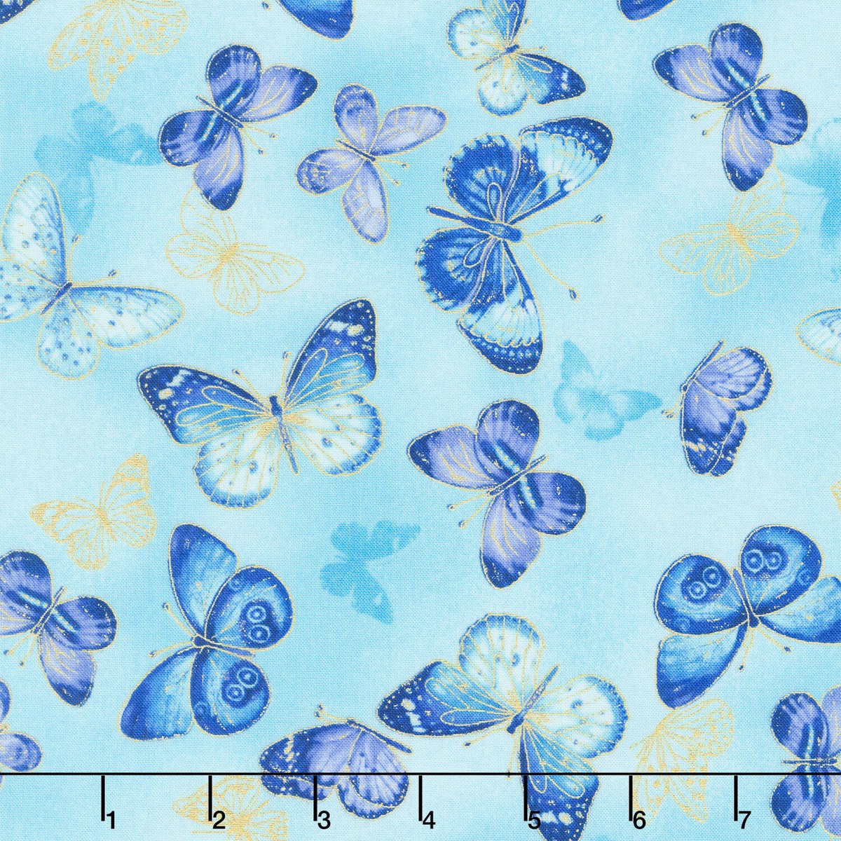 escapade-flying-butterflies-aqua-metallic-yardage