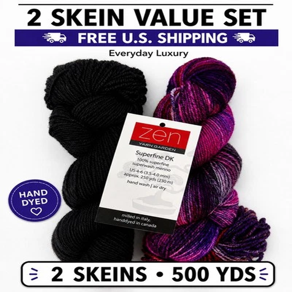 2-skein-dk-yarn-set-500-yds-hand-dyed-superwash-merino-free-shipping