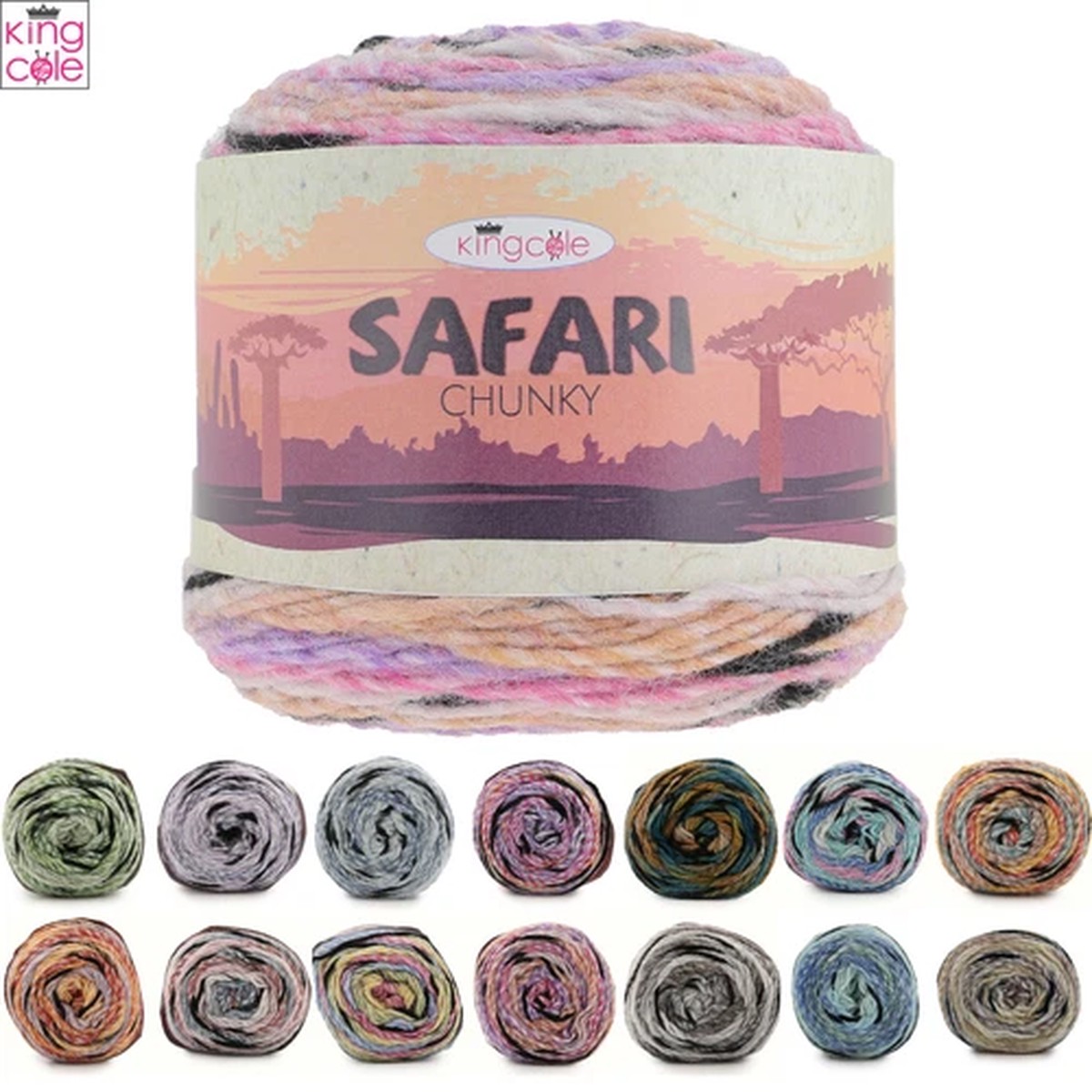 king-cole-safari-chunky-150g-knitting-crochet-yarn-100-acrylic-wool-variegate