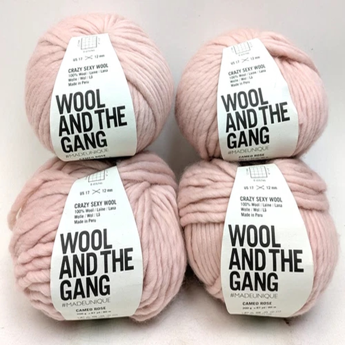 wool-and-the-gang-crazy-sexy-yarn-100-wool-knitting-crochet-cameo-rose-lot-of-4