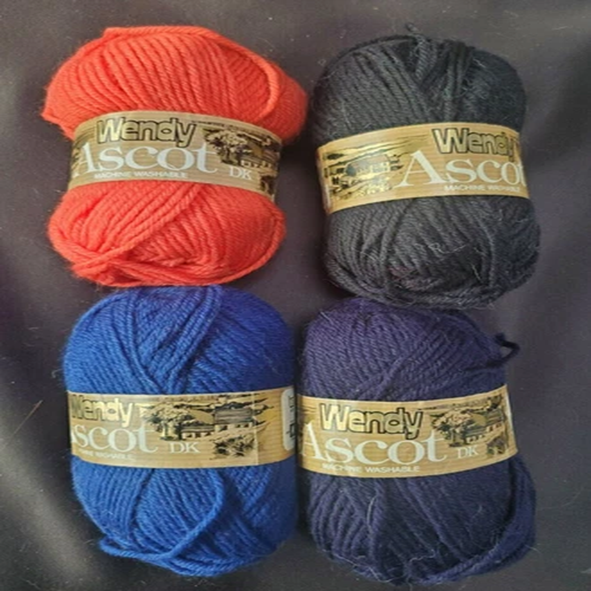 4-assorted-colors-wendy-ascot-dk-yarn-black-dark-blue-orange-blue-wool-nylon