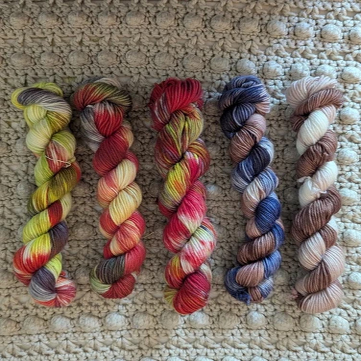 set-of-5-vibrantly-colored-indie-hand-dyed-sock-yarn-mini-skeins-435-yds-100-g
