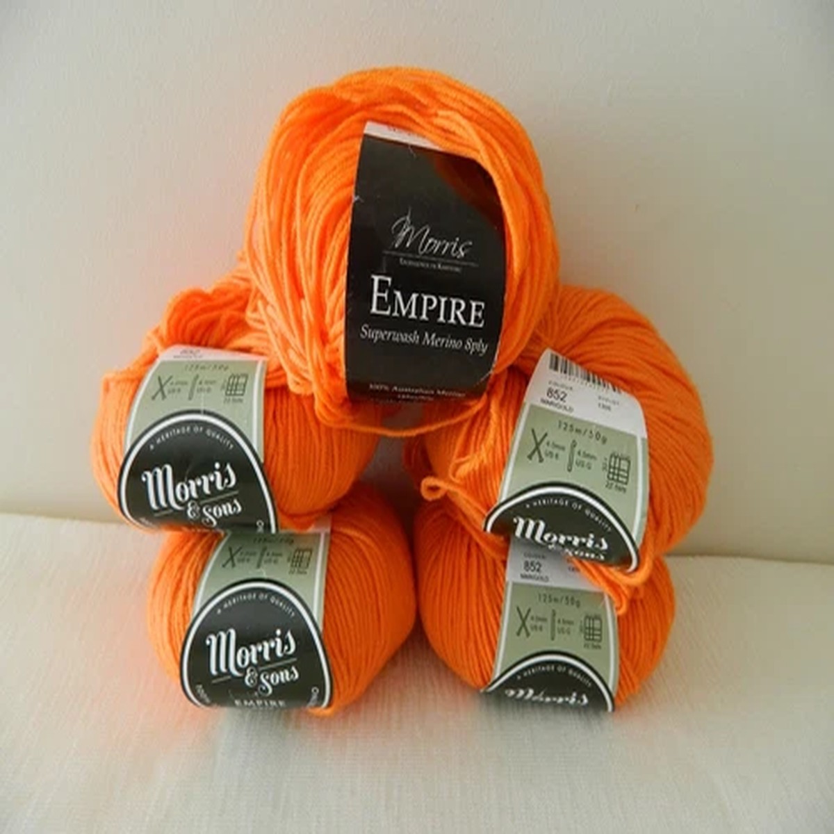 yarn-morris-sons-empire-superfine-merino-marigold-orange-lot-5-made-australia