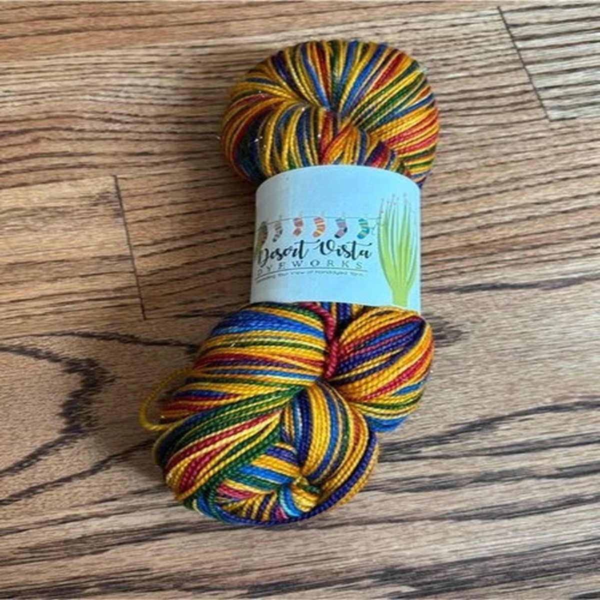 desert-vista-dyeworks-sock-yarn-sparkle-gold-red-blue-green-wool-nylon-fingering