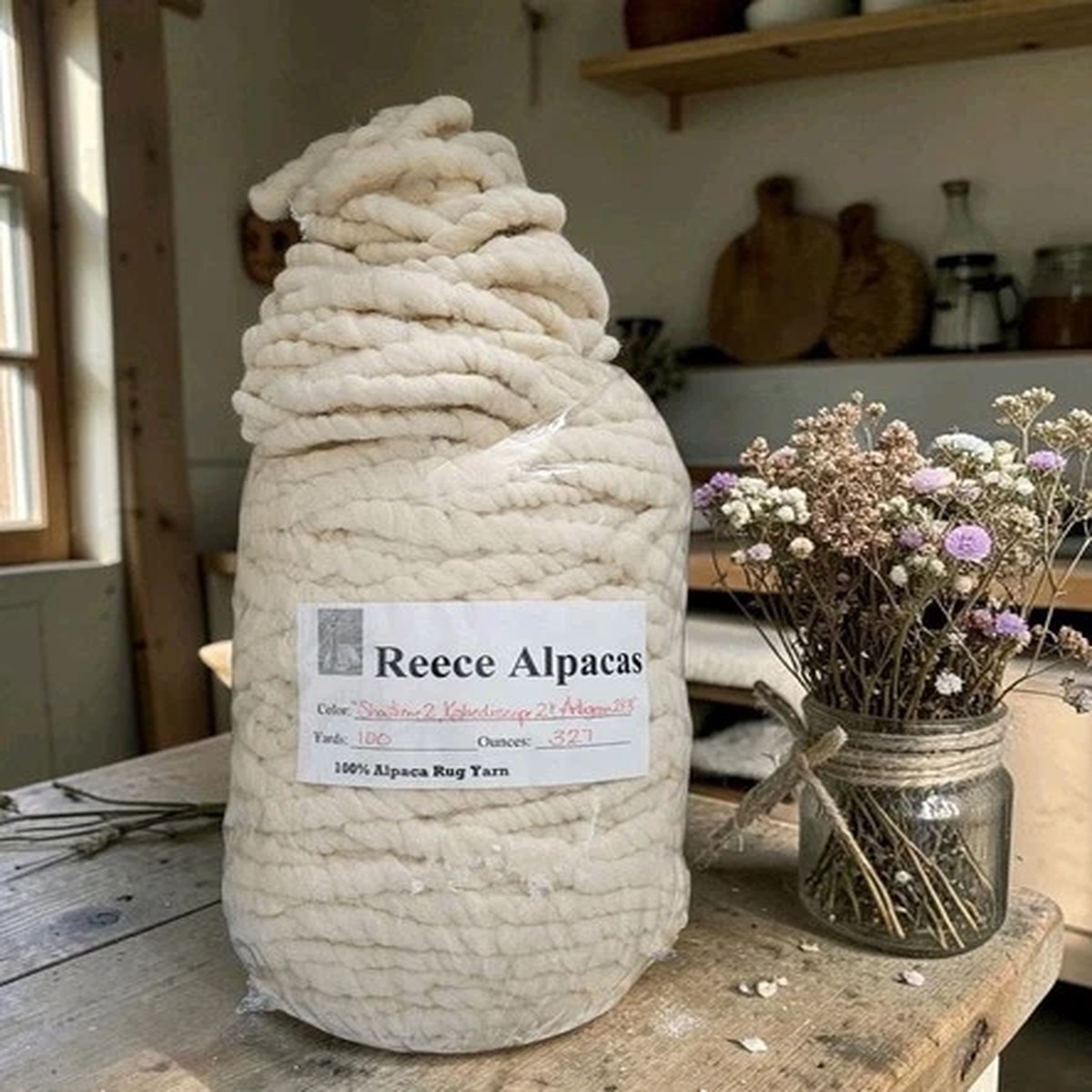 100-alpaca-rug-yarn-crafting-natural-cream-100-yards-new