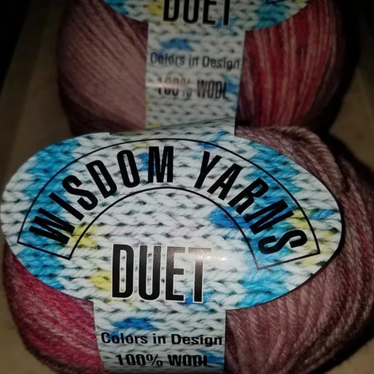 2-skeins-balls-of-disc-wisdom-duet-yarn-color-610-rose