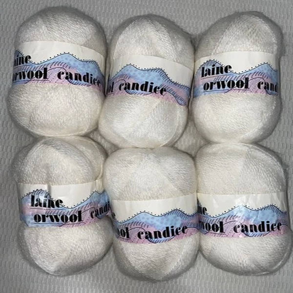 discontinued-laine-orwool-candice-acrylic-mohair-white-yarn-lot-of-6-50gms