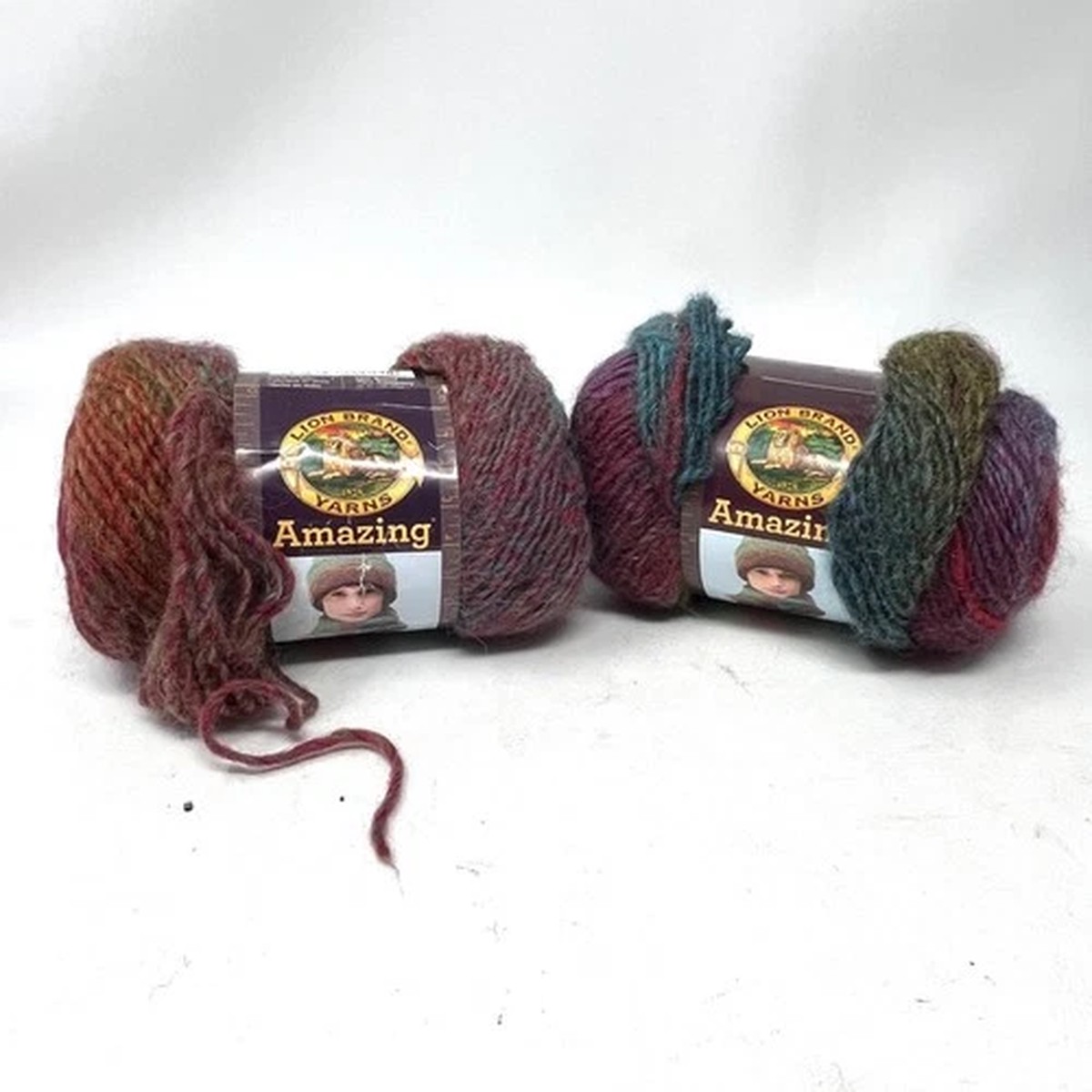 lion-brand-amazing-wool-acrylic-blend-art-825-color-201-red-teal-ombre-set-2-new