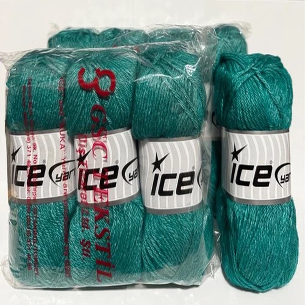 8-skeins-each-50g-of-ice-yarns-silk-and-merino-wool-teal-colored