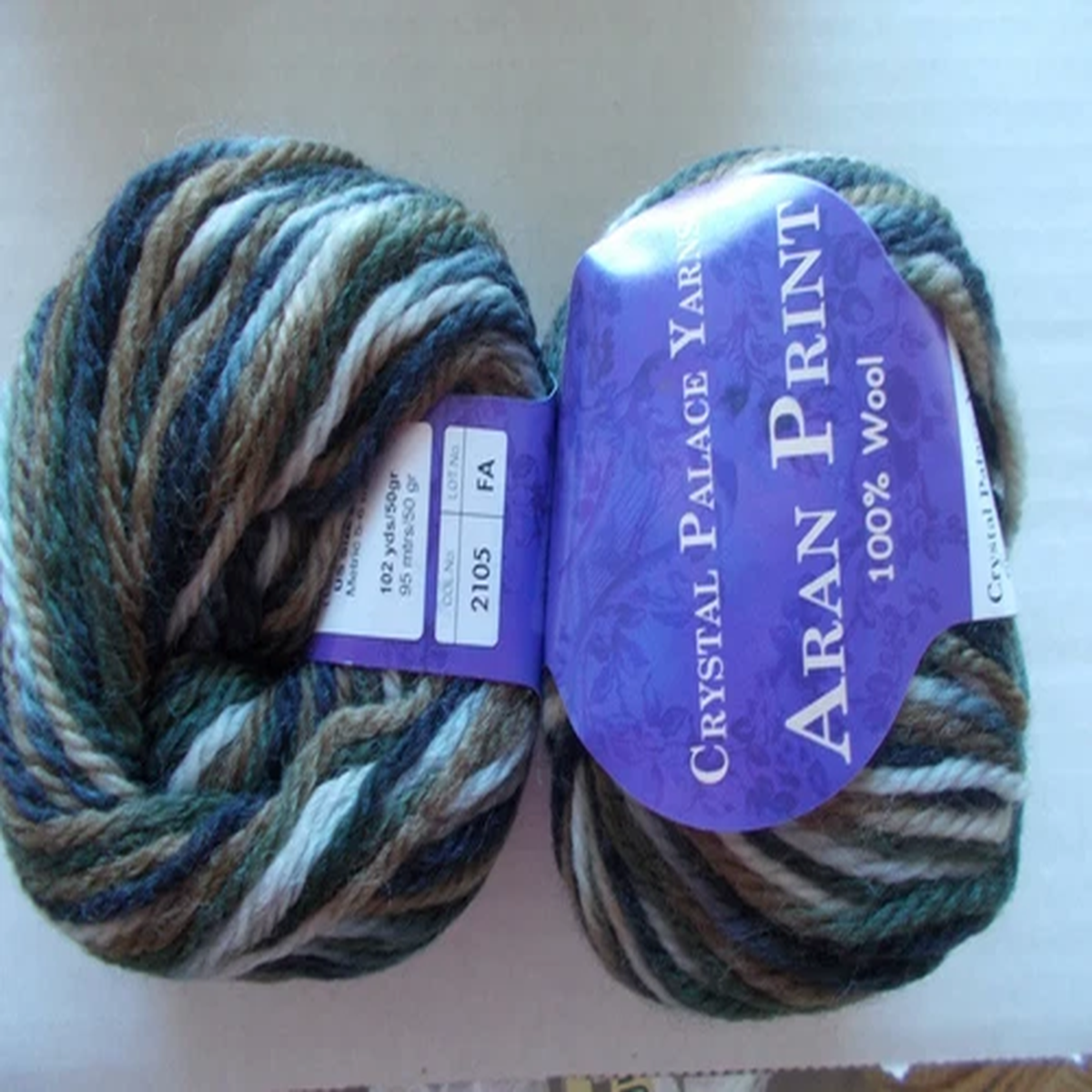 crystal-palace-aran-print-100-wool-brown-gray-tones-lot-of-2-102-yds-each