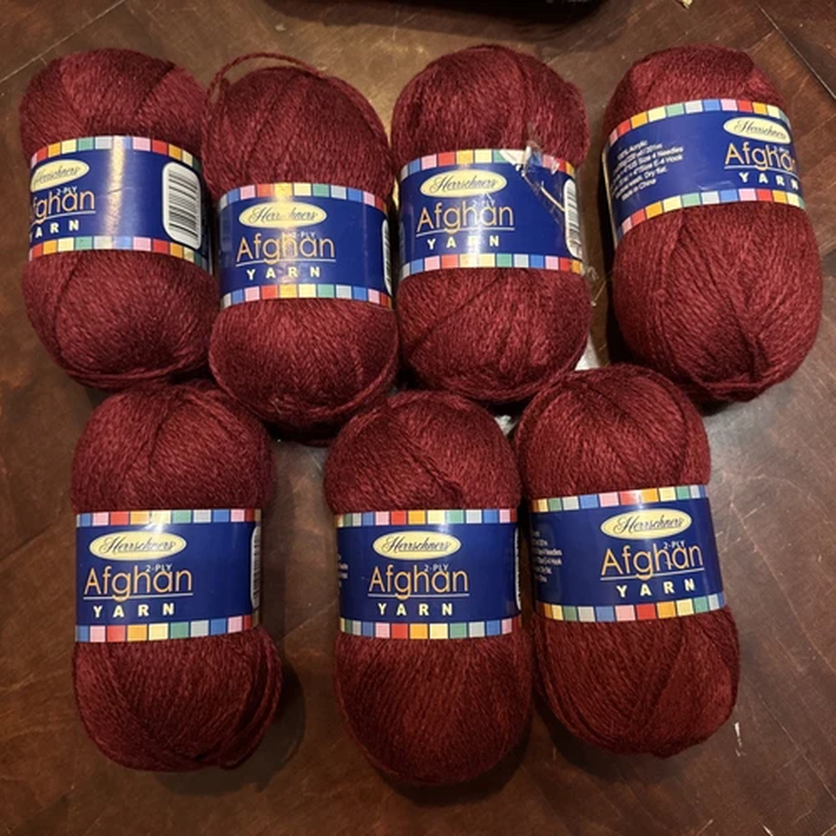 herrschners-acrylic-afghan-yarn-2-ply-deep-pink-012-fine-2-new-lot-of-7-skeins