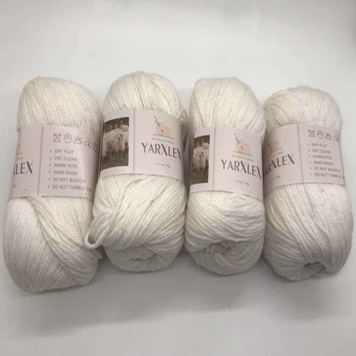 lot-of-4-yarxlex-merino-wool-blend-yarn-50g-off-white