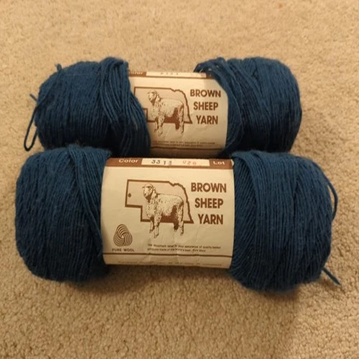 vintage-80s-brown-sheep-yarn-sport-weight-wool-yarn-2-skein-dark-green-3111