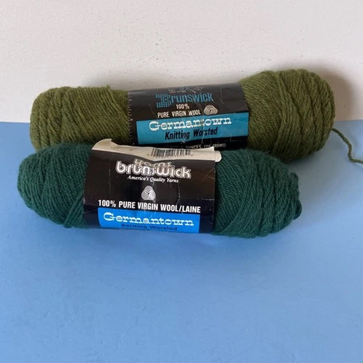 2-vtg-100-wool-virgin-knitted-worsted-yarn-green-yarn-brunswick-germantown