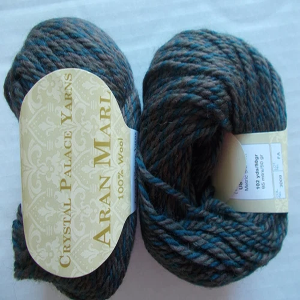 crystal-palace-aran-marl-100-wool-brown-navy-lot-of-2-102-yds-each