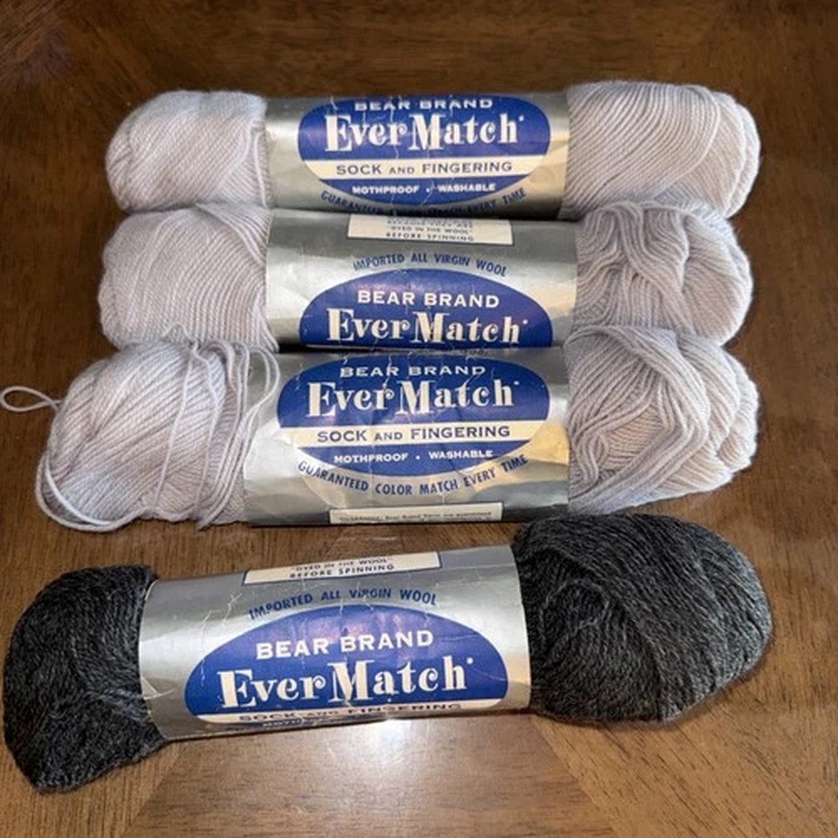 bear-brand-ever-match-sock-and-fingering-imported-virgin-wool-lot-of-four