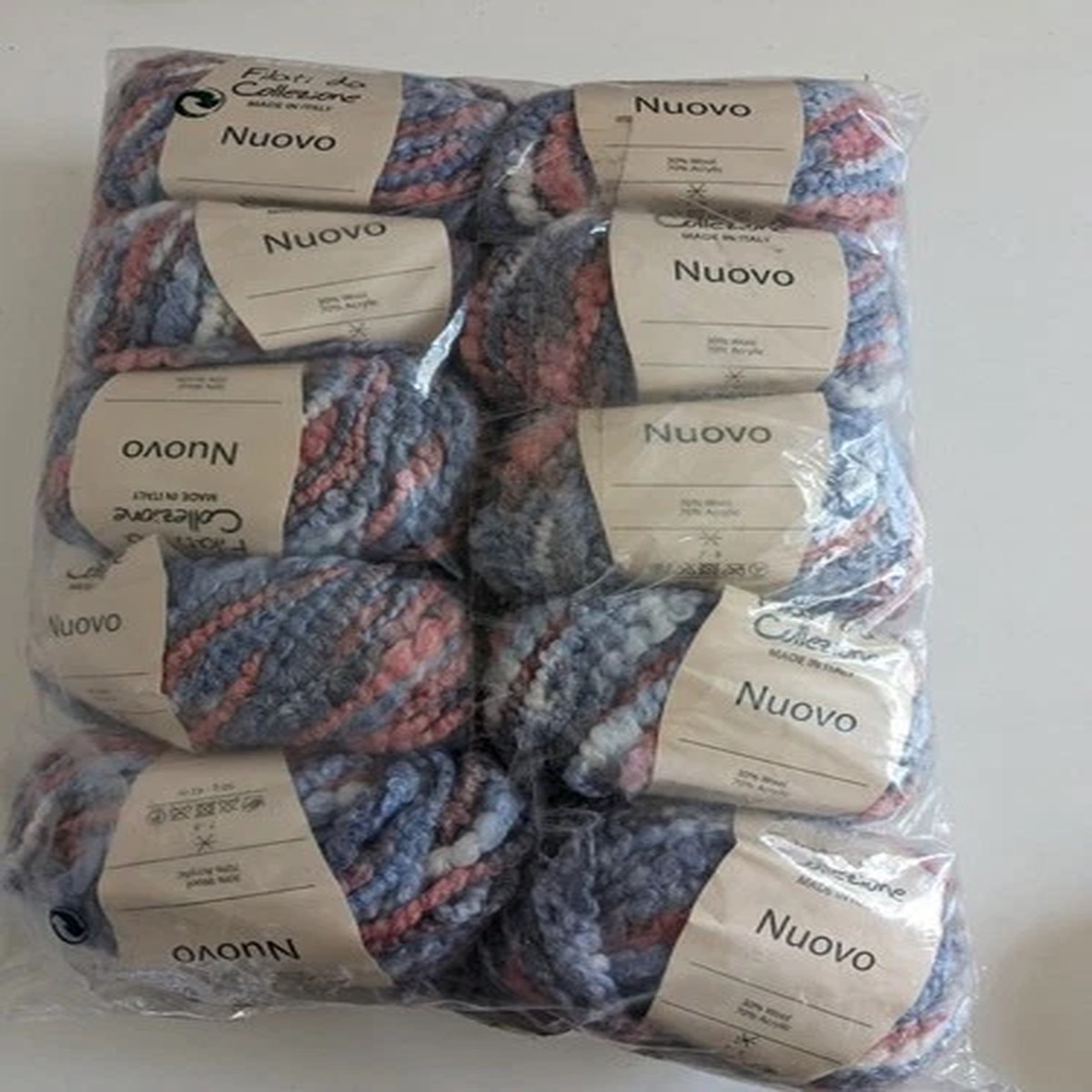 500g-filati-nuovo-red-white-blue-knitting-wool-yarn-8mm-chunky-boucle-fleece