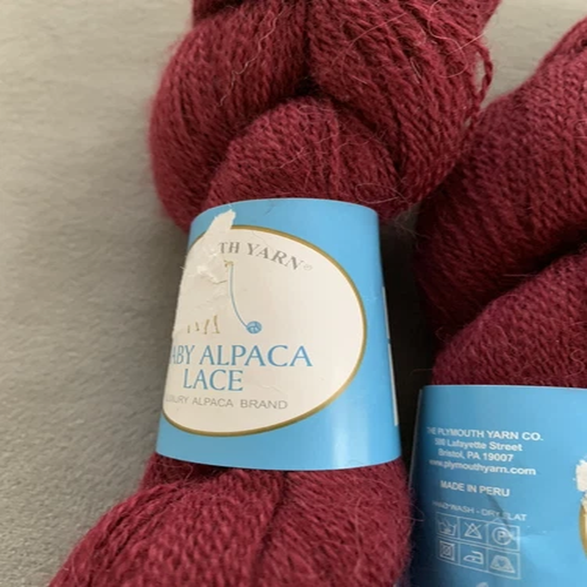 plymouth-yarn-baby-alpaca-lace-burgundy-2-skeins-col-2020-lot-280