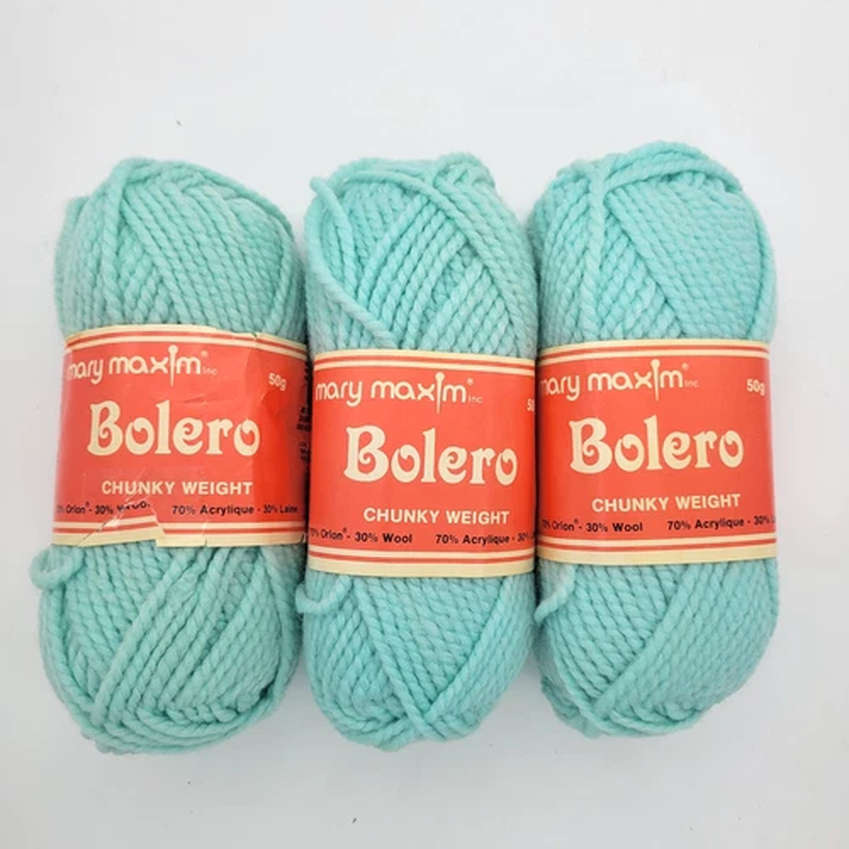 mary-maxim-bolero-chunky-weight-yarn-50g-lot-3-skeins-aqua-39-wool-blend