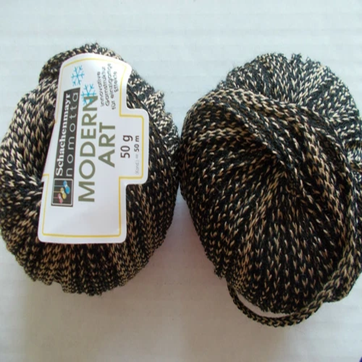 schachenmayr-nomotta-modern-art-wool-blend-ribbon-yarn-black-brown-lot-of-2