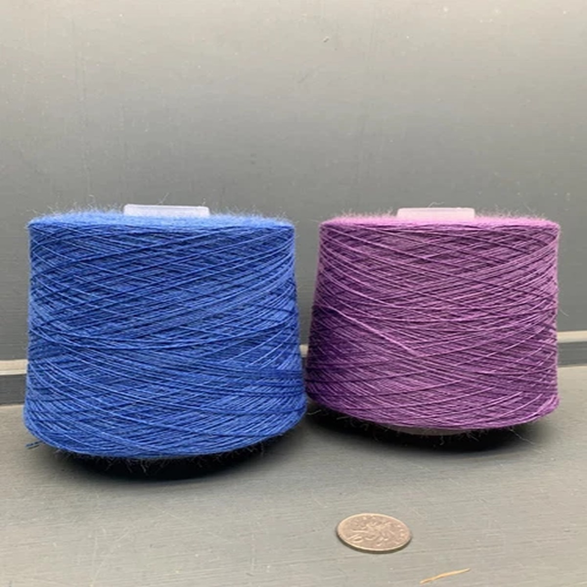 2-x-500g-cones-2-18nm-83-wool-17-nylon-yarn-1-blue-and-1-purple-heather
