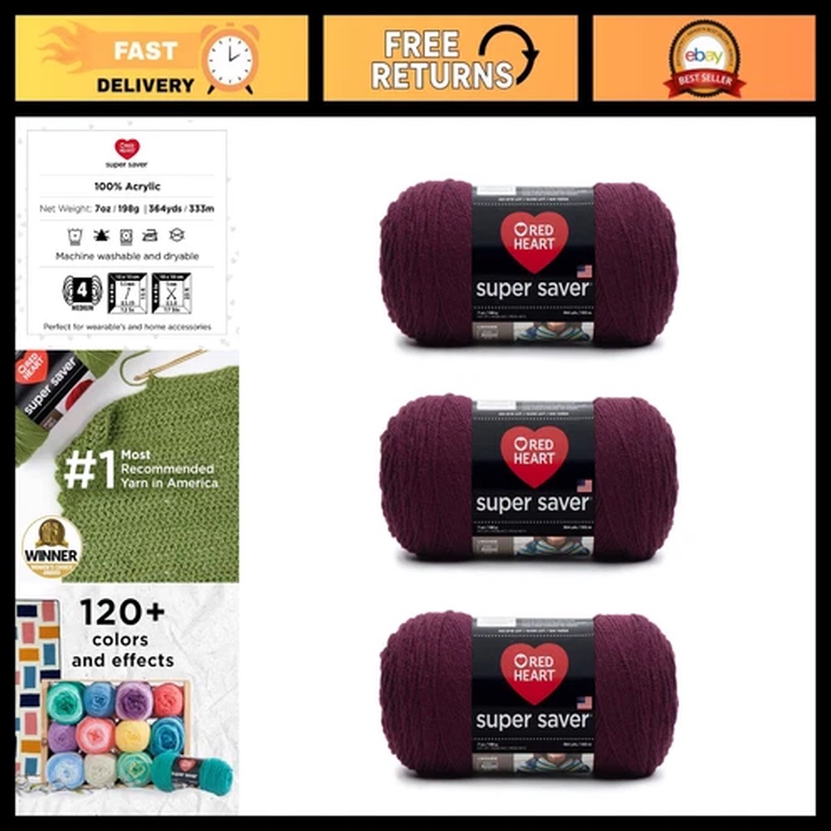 3-pack-claret-acrylic-yarn-198g-7oz-each-medium-worsted-364-yards-for-knit