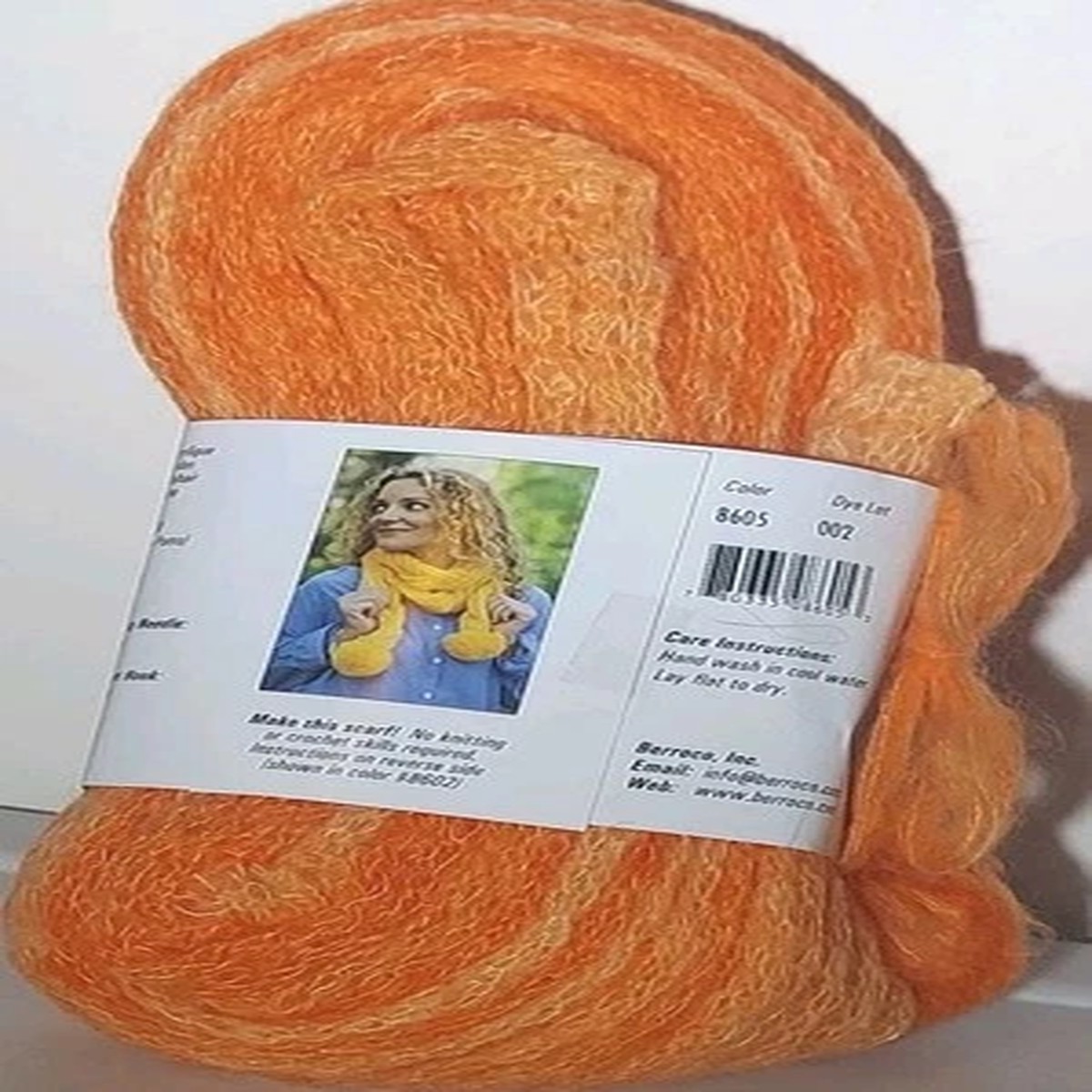 berroco-hurray-8605-dye-lot-002-tangerine-mohair-blend-scarf-yarn-poms-no-knit