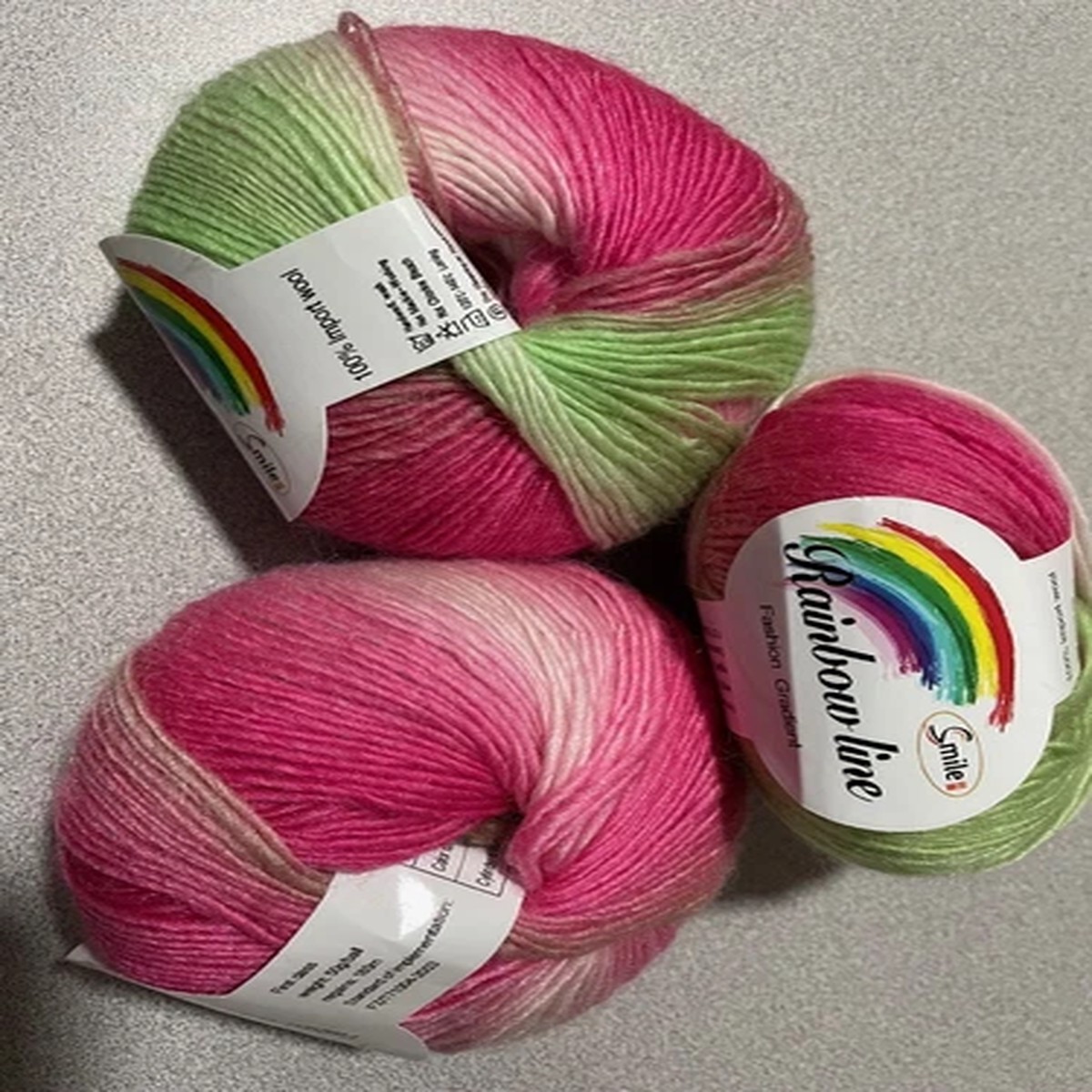 3-skeins-smile-rainbow-line-fashion-gradient-yarn-100-wool-new