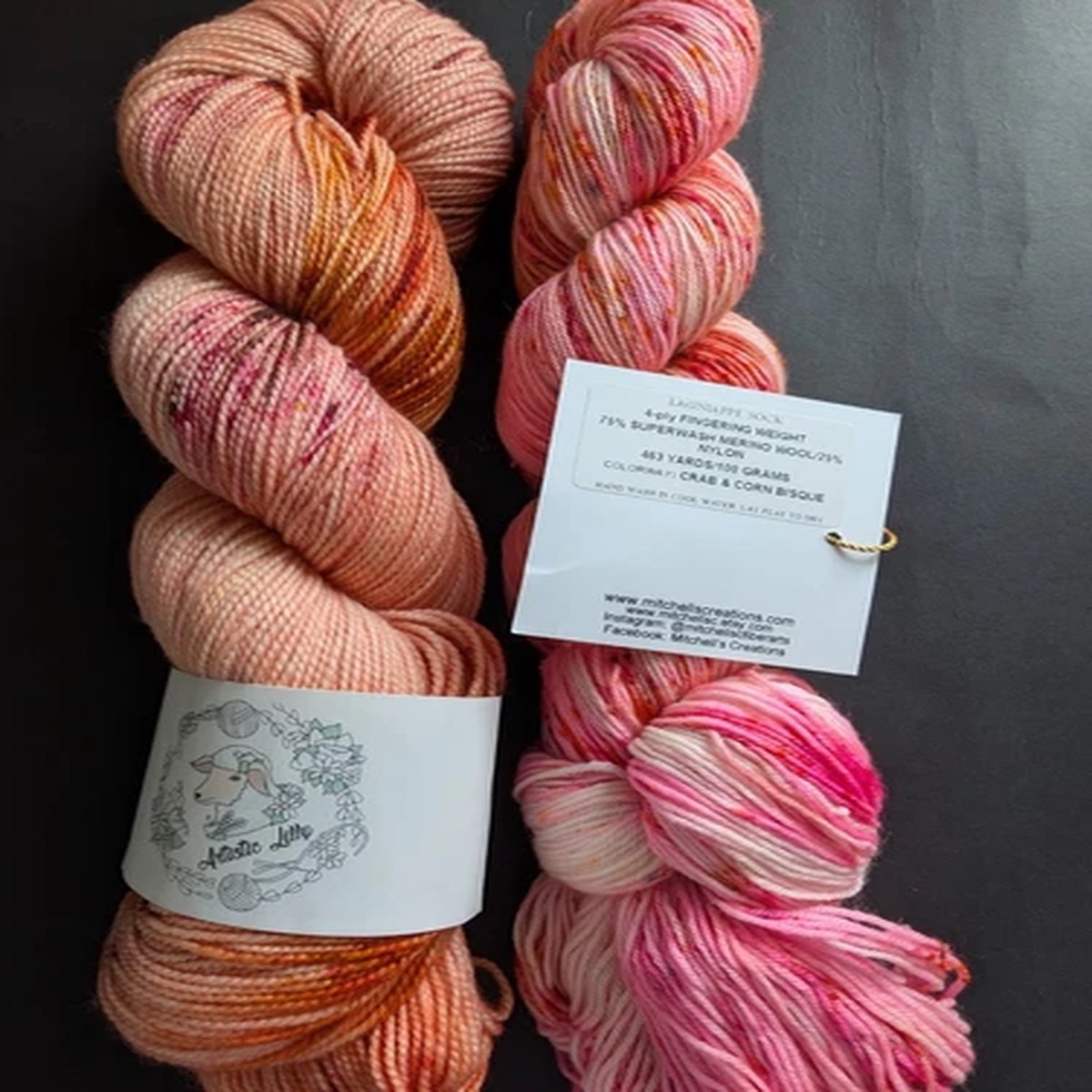 destash-hand-dyed-yarn-lot-of-2-skeins-mitchell-s-creations-artisclilly