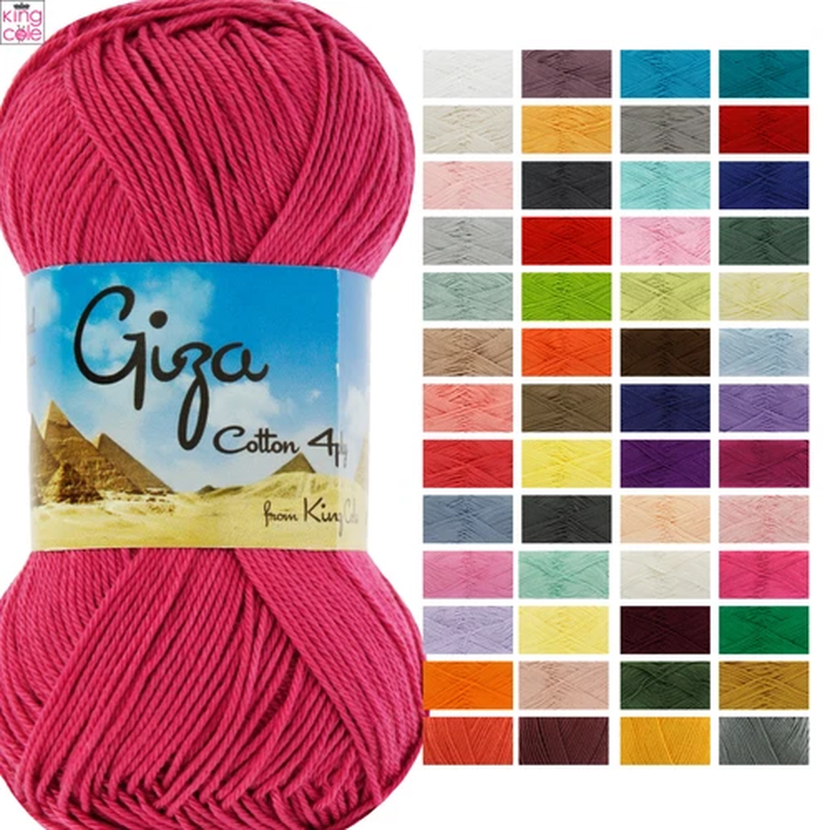 king-cole-giza-4-ply-50g-cotton-egyptian-cotton-knitting-crochet-yarn