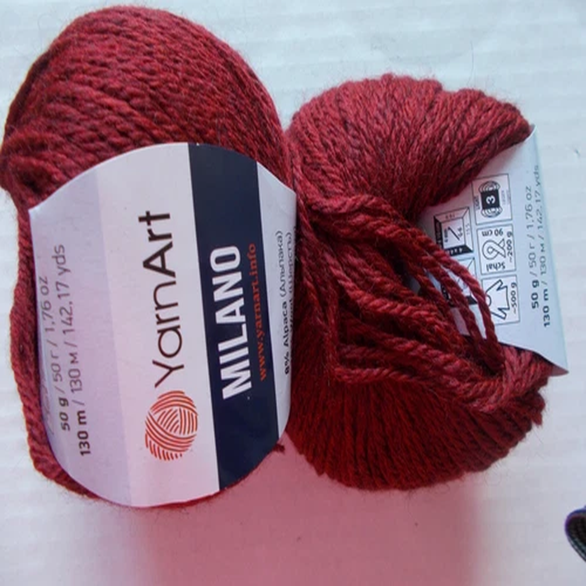 yarnart-milano-alpaca-blend-yarn-wine-856-lot-of-2-142-yds-ea