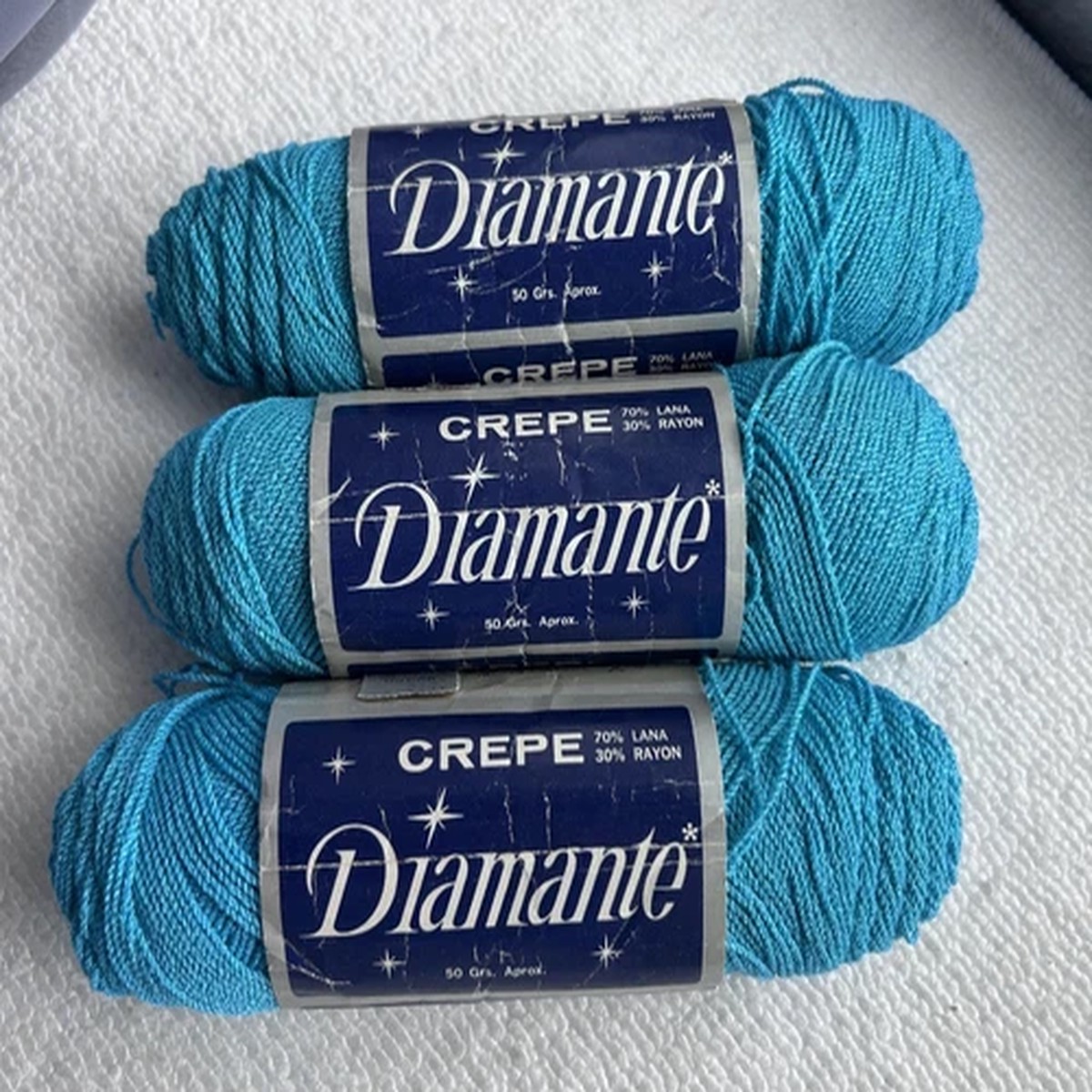 lot-3-vintage-tamm-diamante-crepe-yarn-wool-rayon-cerulean-blue