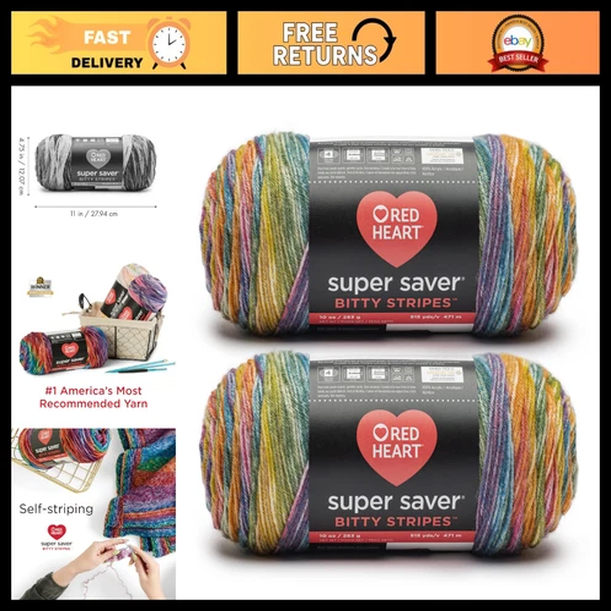 rainbow-yarn-2-pack-10oz-acrylic-4-worsted-515-yards-for-knitting-crochet