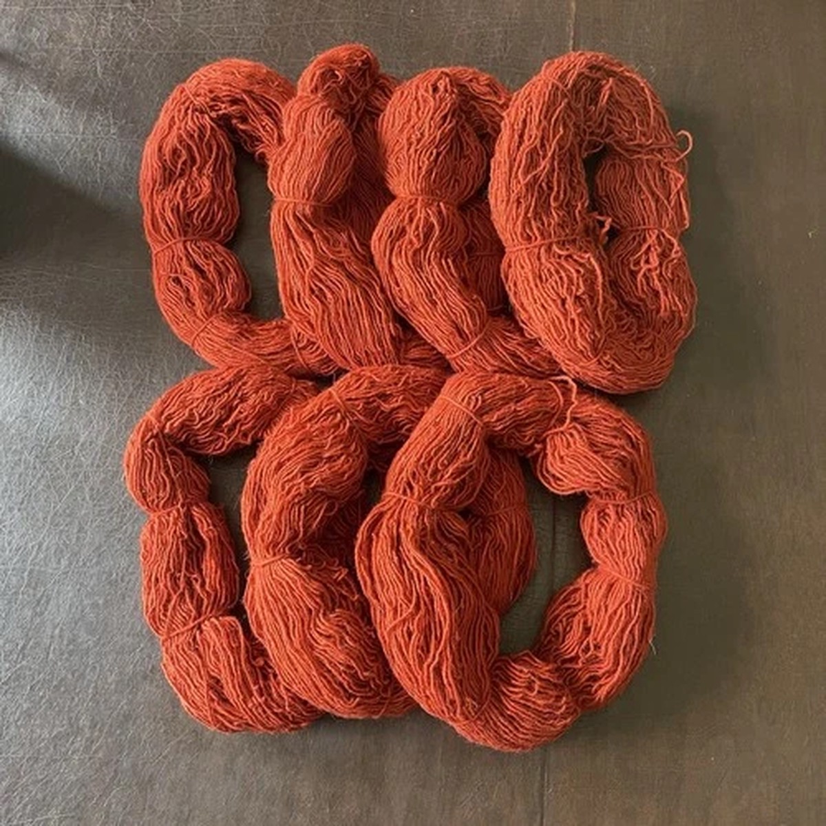 hand-spun-coarse-wool-yarnlightweight-lot-of-7-hanks-burnt-orange-red-read