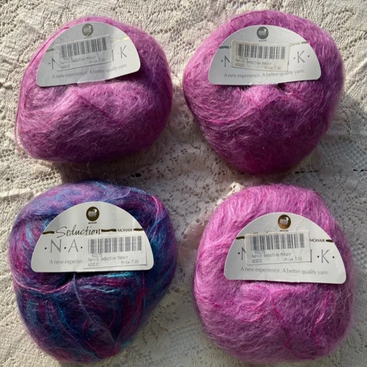 narvik-seduction-mohair-yarn-8207-magenta-8222-multi-wool-nylon-50g-lot-of-4