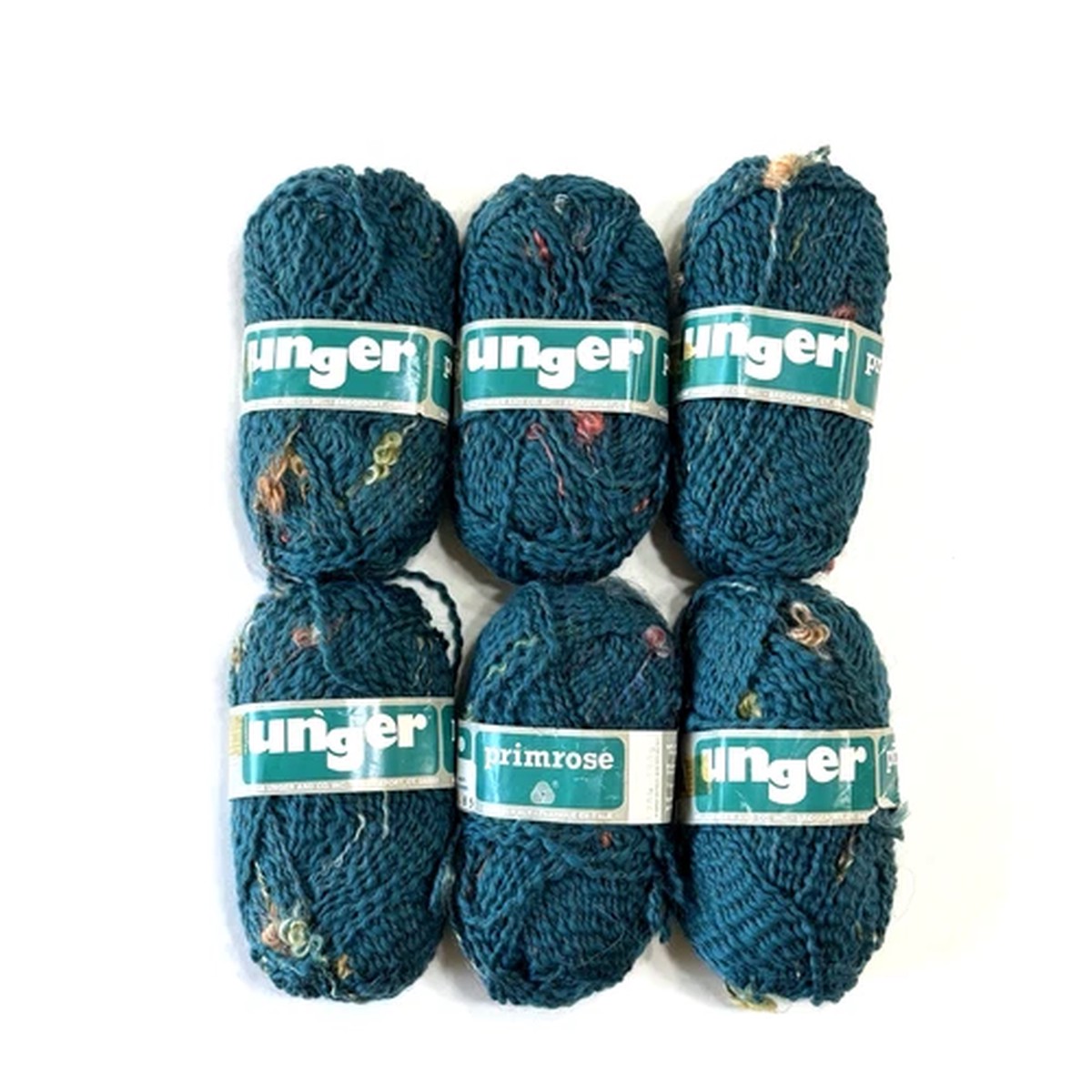 vintage-unger-primrose-yarn-medium-aran-wool-mohair-blend-6061-teal-lot-of-6