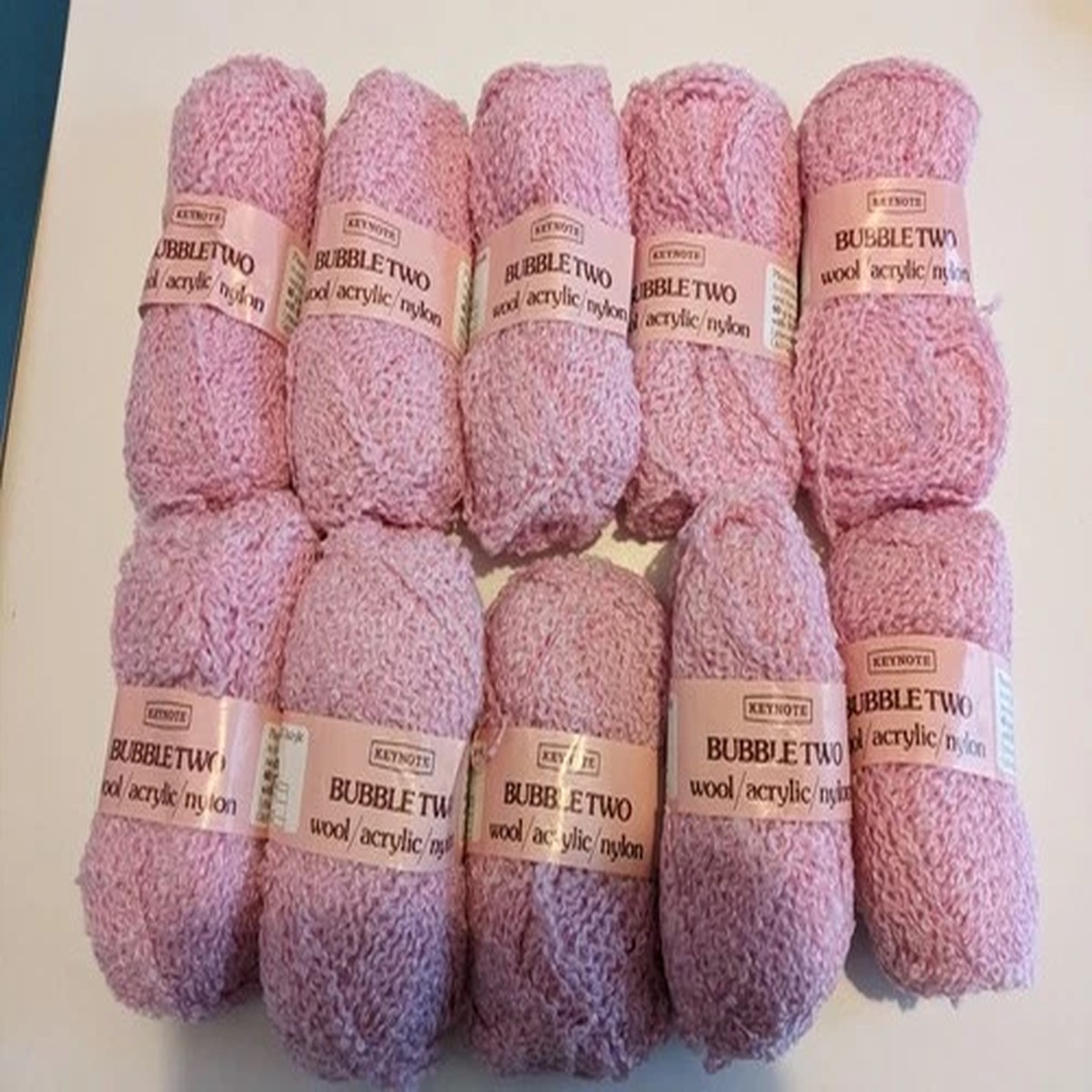vtg-400g-keynotes-bubble-two-pink-boucle-loop-knitting-wool-yarn-4mm-dk