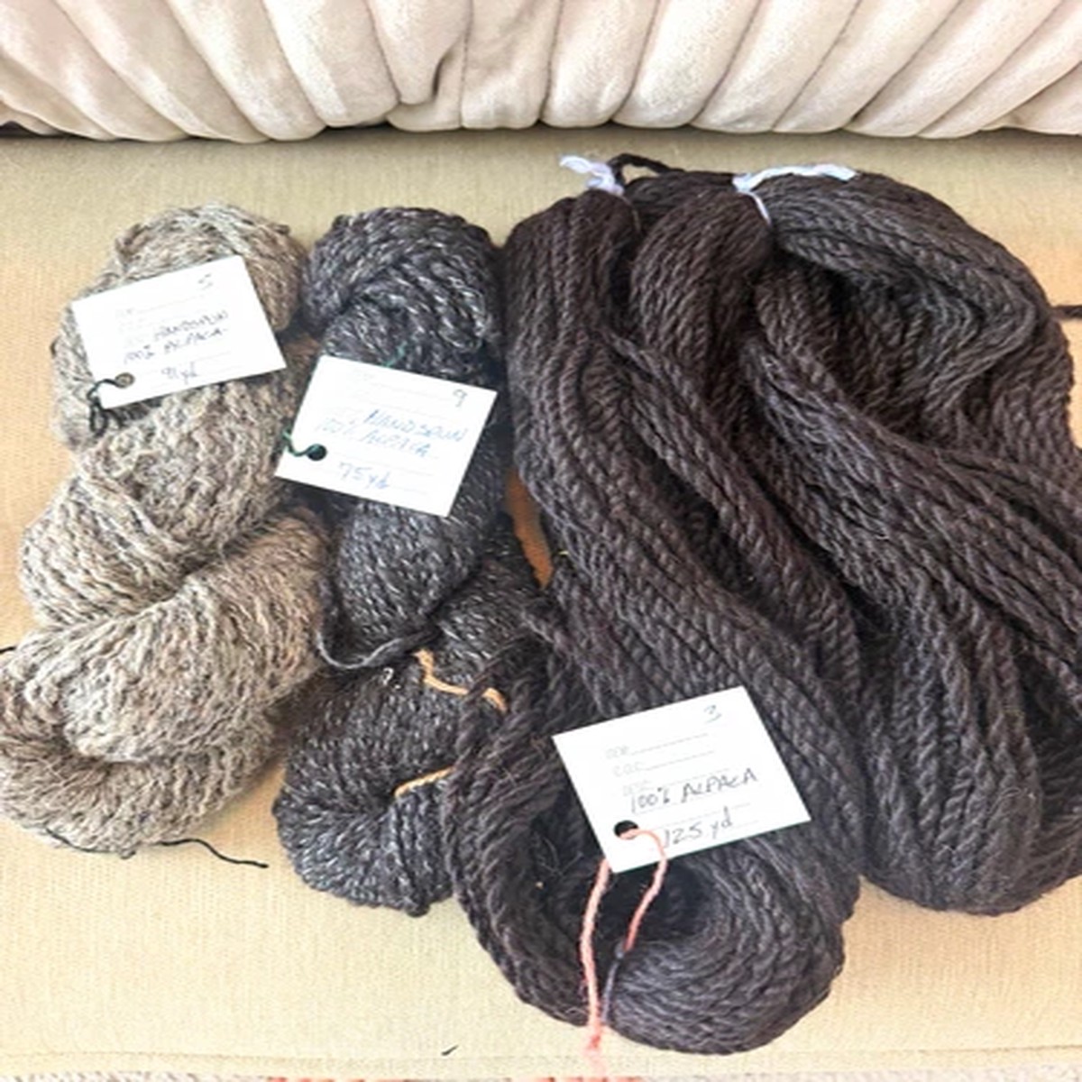 3-handspun-100-alpaca-luxury-yarn-lot-black-gray-skeins-worsted-knit-crochet