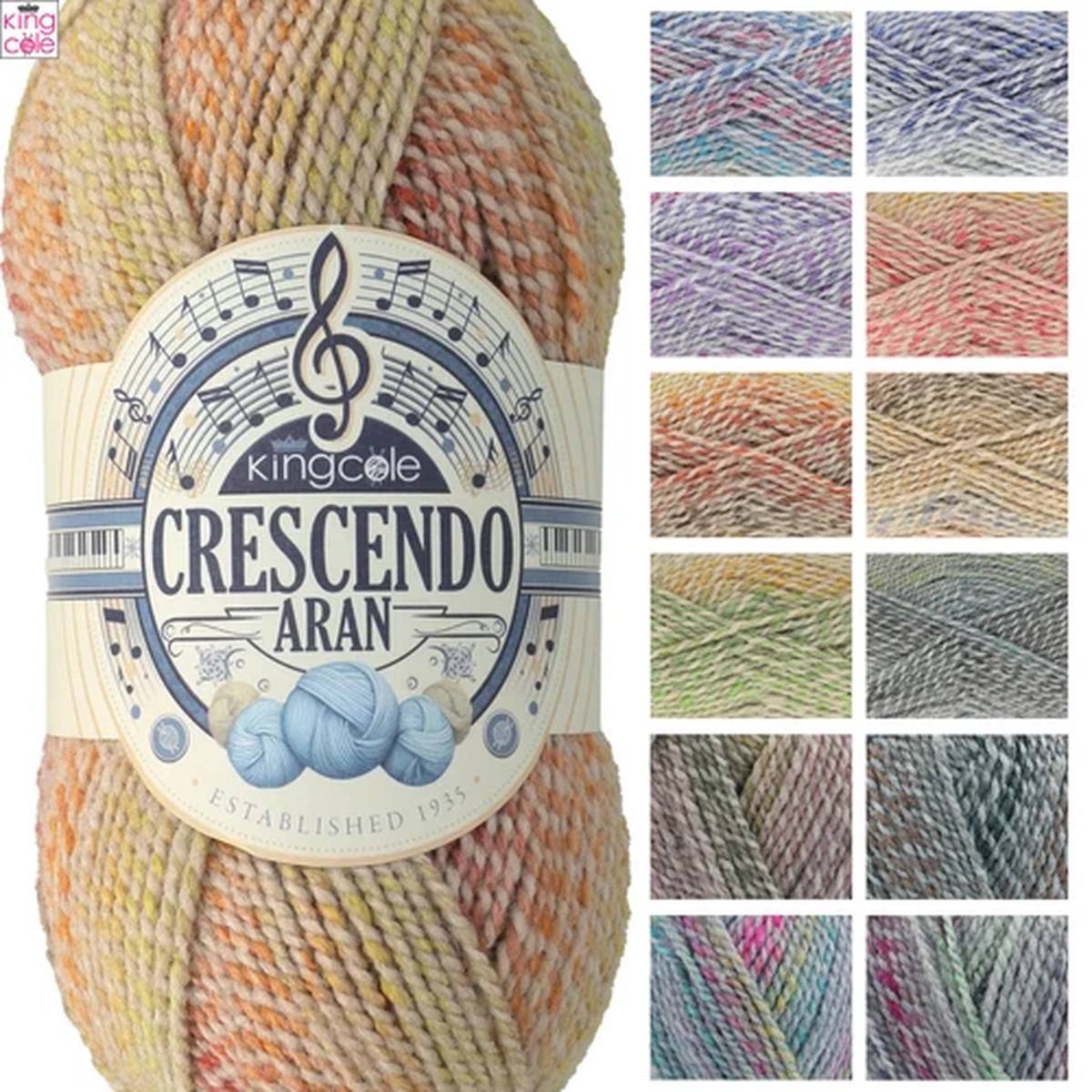 king-cole-crescendo-aran-100g-all-colours-knitting-wool-yarn-craft-crochet
