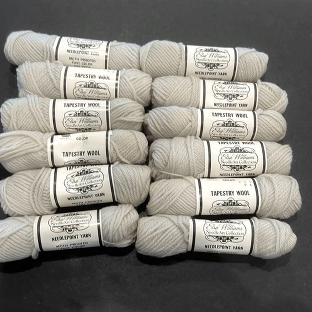 elsa-williams-lot-12-gray-needlepoint-yarn-40-yd-skeins-100-wool-color-825
