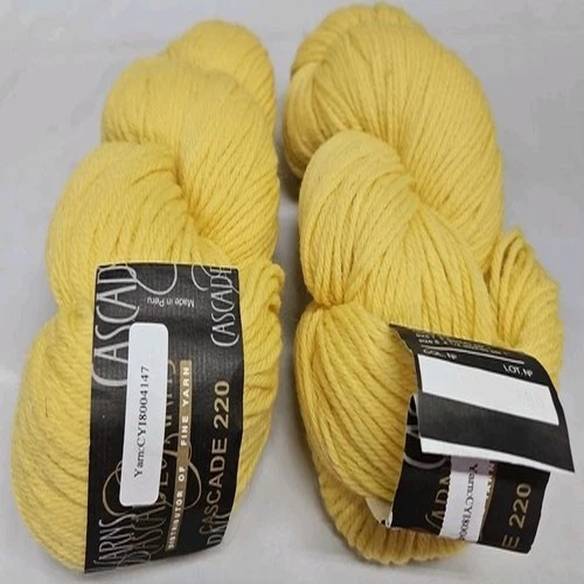 two-skeins-cascade-220-yarn-yellow-4147-b-100-peruvian-higland-wool-same-lot