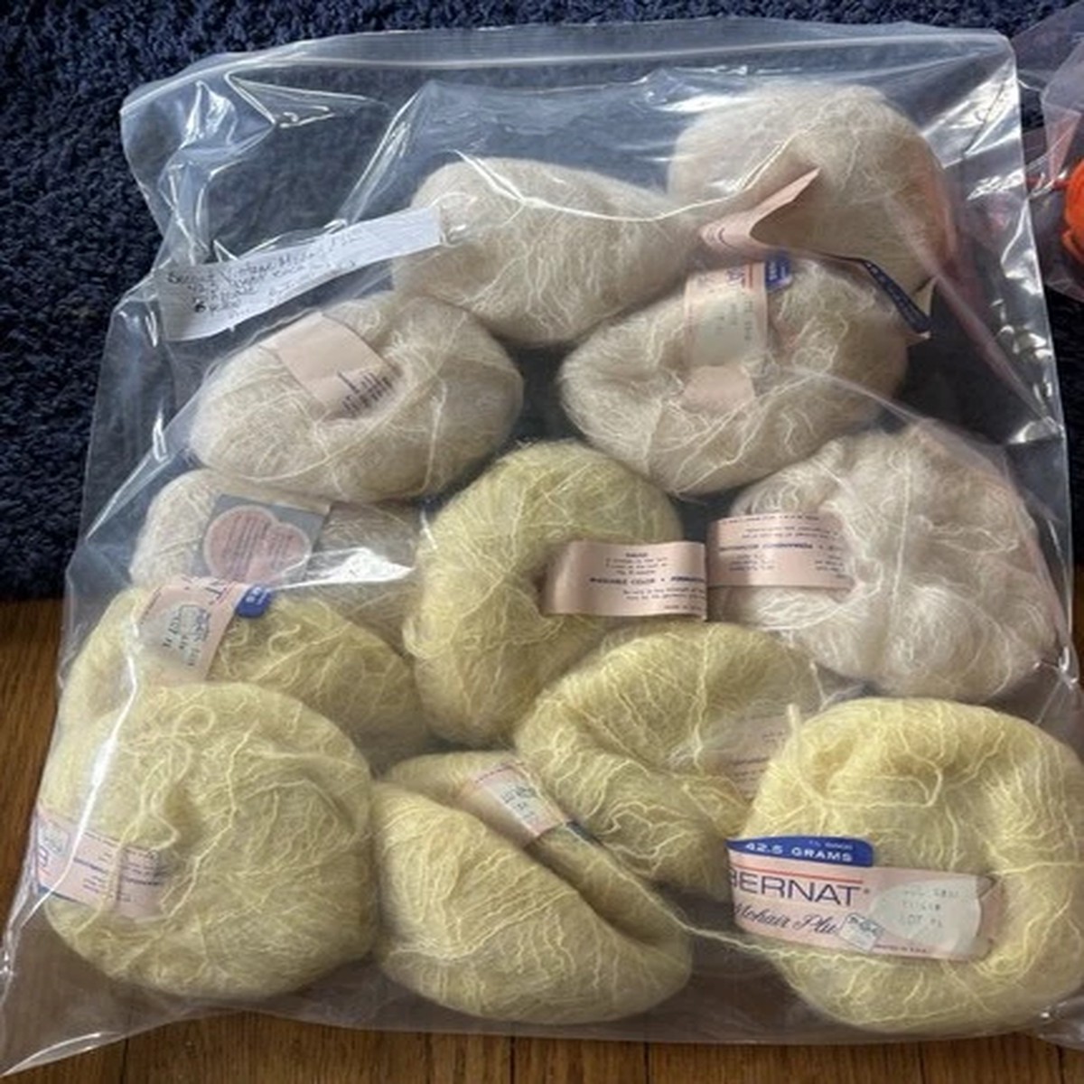 vintage-bernat-mohair-plus-yarn-6-yellow-6-ivory-nos