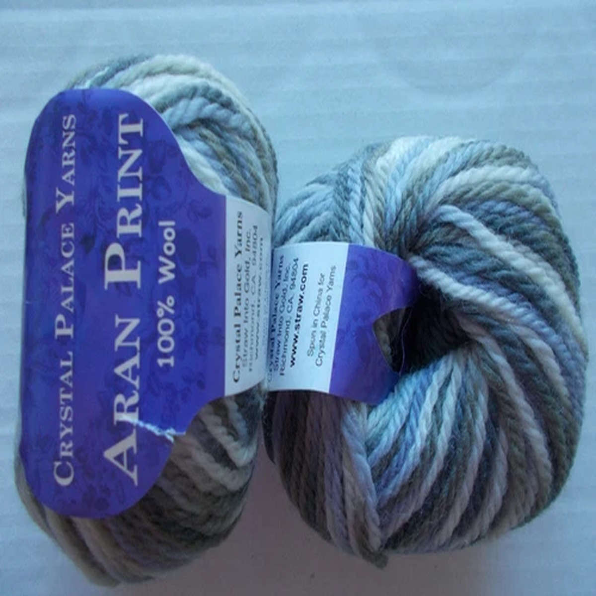 crystal-palace-aran-print-100-wool-gray-tan-tones-lot-of-2-102-yds-each