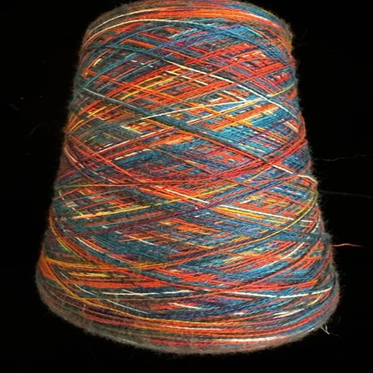 large-cone-spool-variegated-yarn-w-wool-nylon-beautiful-colors