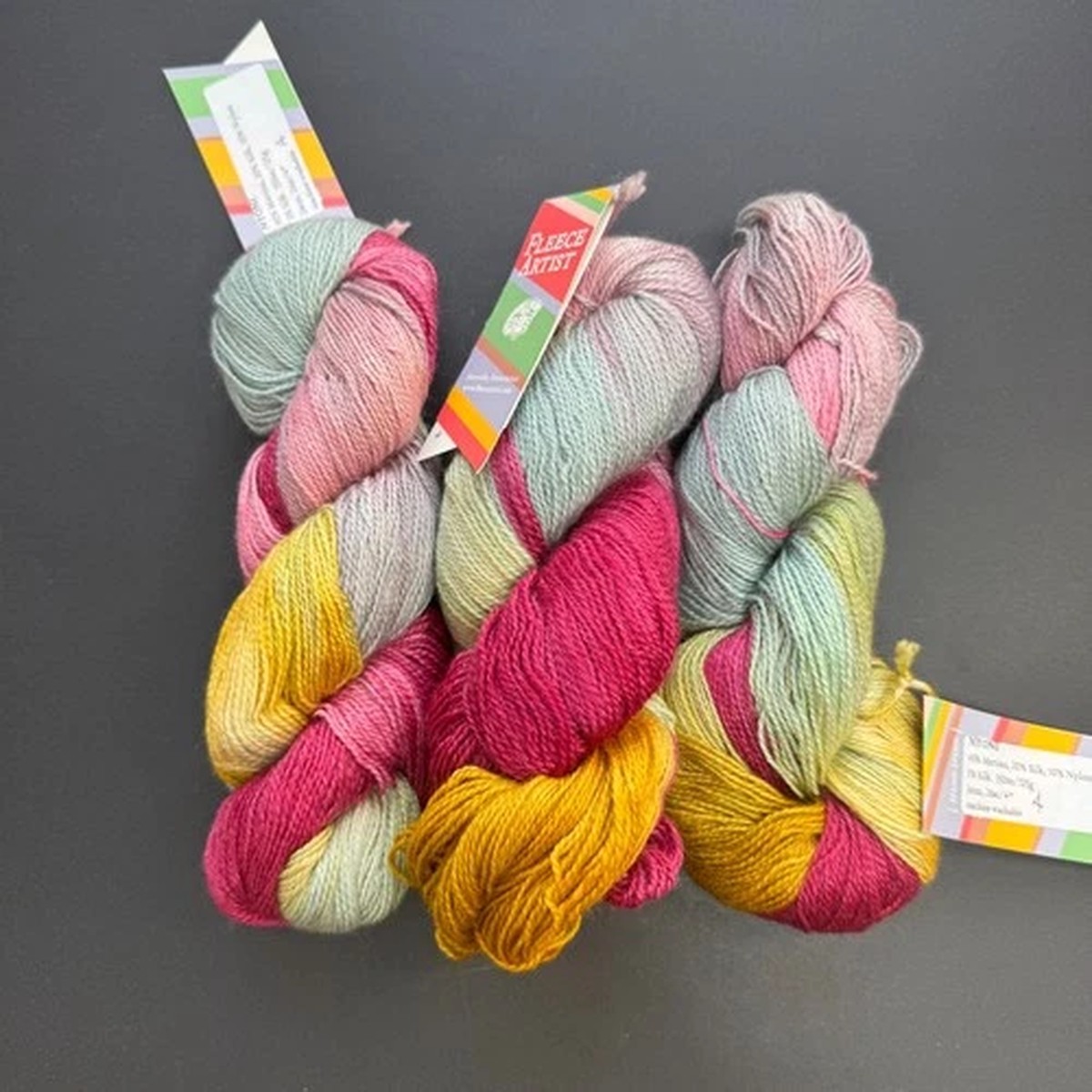 fleece-artist-yarn-3-skeins-nyoni-multi-color-merino-mohair-nylon-silk-nos